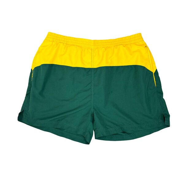 VTG 90s Mens Prince Green Yellow Short Lined Swim Shorts - Picture 2 of 3